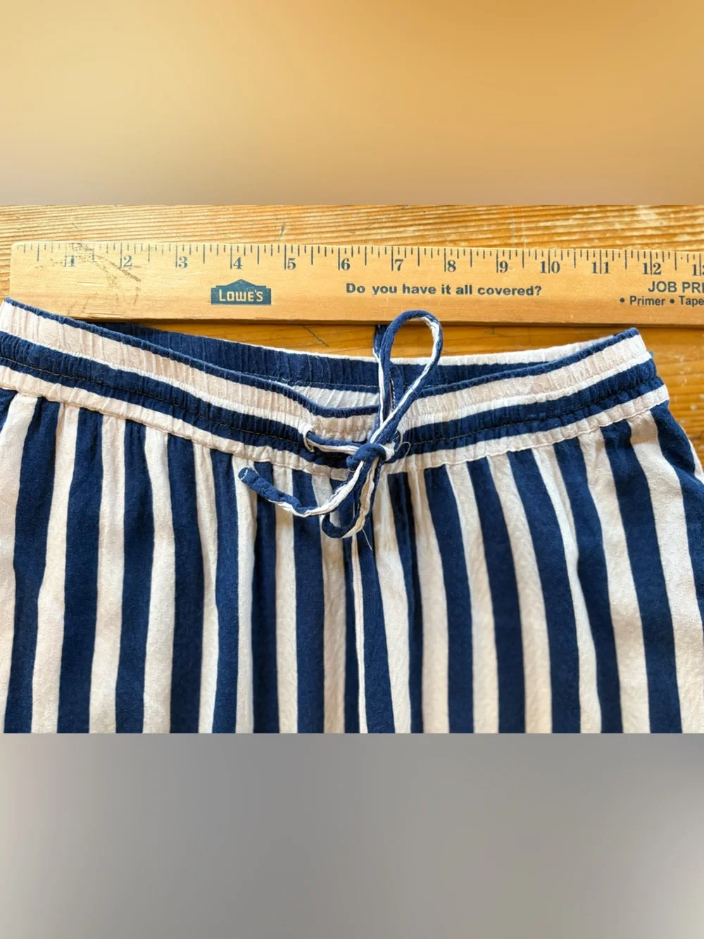 Free People Striped Wide Leg Pants XS Navy White Drawstring Coastal